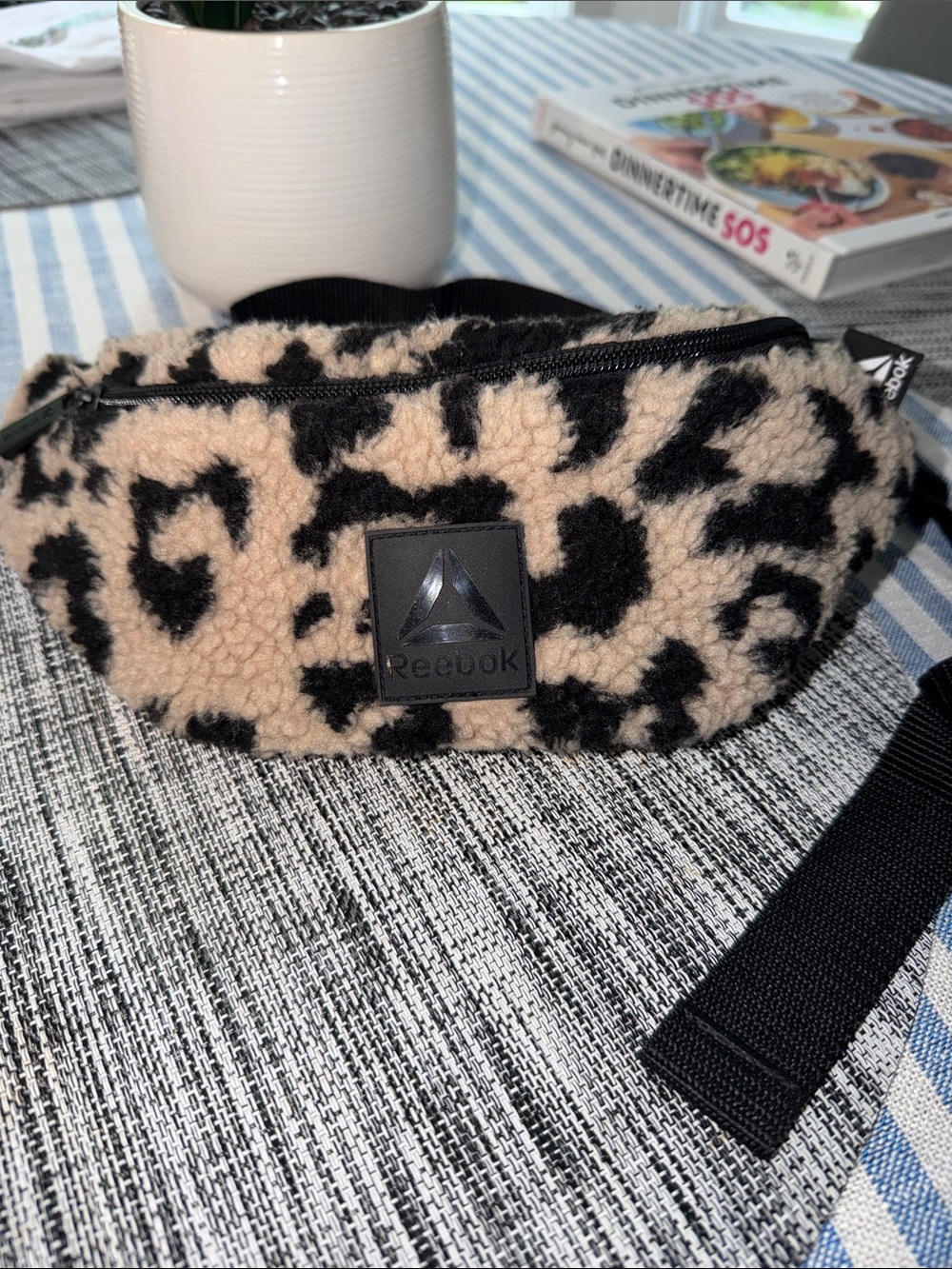 Reebok Sherpa Leopard Print Waist Pack - Beige & Black